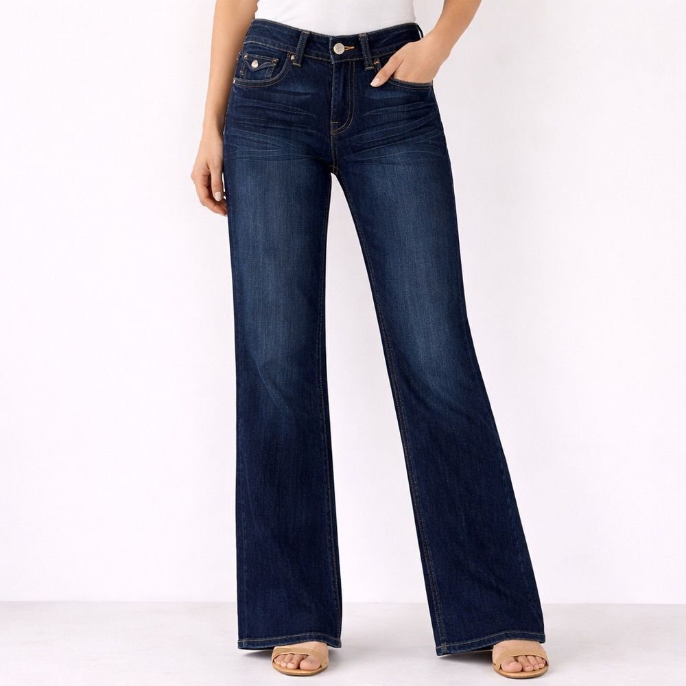 MEK Denim Tacoma Low Rise Slim Fit Stretch Bootcut Leg Long Jeans Women Sz 30x32